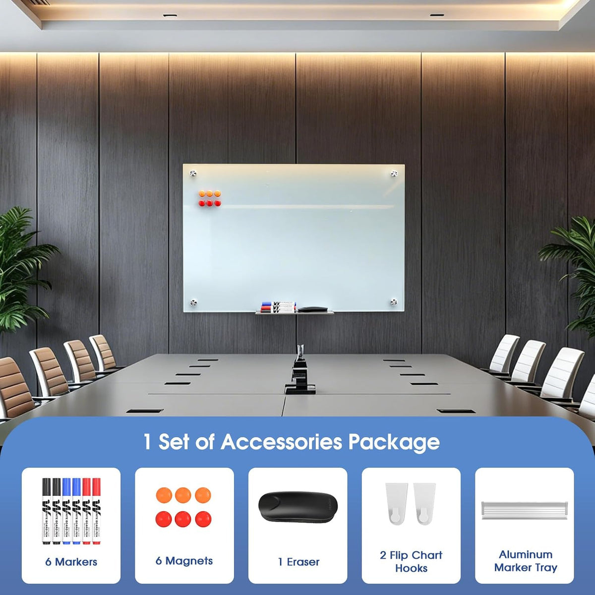 MaxGear Glass Whiteboard Tempered Glass Magnetic Dry Erase Board 36" x 24"