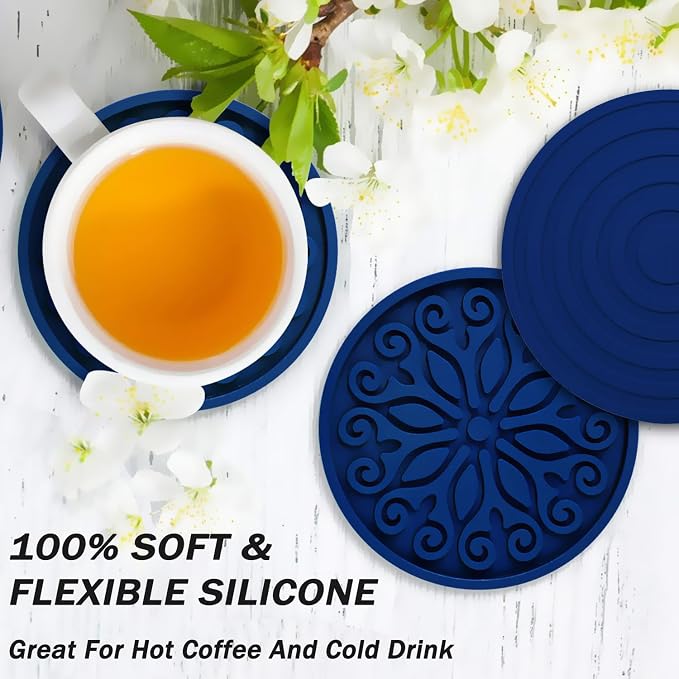 Silicone Coasters for Drinks, Resistant Reusable Drink Coasters-Great Gift for