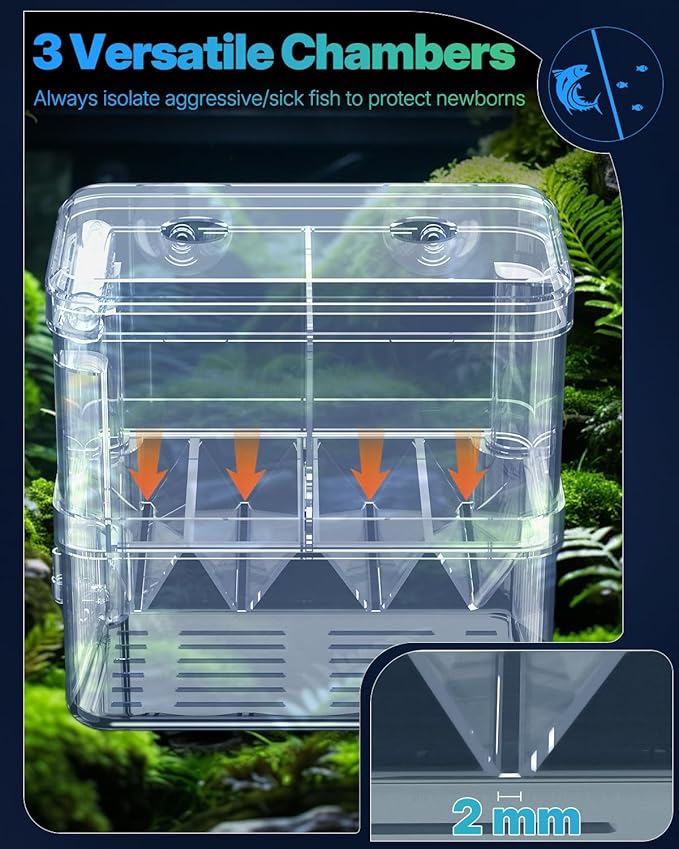 Pawfly Aquarium Breeding Box - Transparent Plastic Fry Hatchery Incubator for Baby Fish, Shrimp, Betta, Clownfish