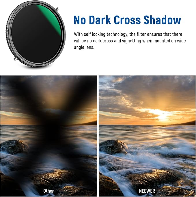 NEEWER 2 in 1 77mm Variable ND Filter ND2–ND32&CPL Filter No X Cross/30 Layer