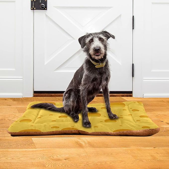 Pet Bed Cheese Pattern Dog Bed Mat Absorbing Non Slip Pad Pet Sleeping Mat for Small, Medium, and Large Dogs Puppy Cat 36 in x 24 in