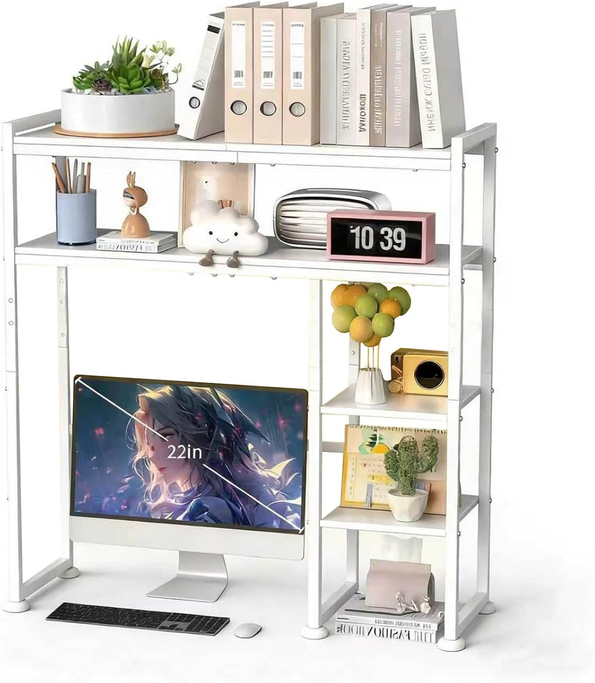 Aetheris Desktop Organizer Shelf, 30" Wooden Office Storage Rack, Display Shelf Rack, 5 Tier Desktop Display Rac, Desk Shelf, Desk Hutch for Computer Monitor
