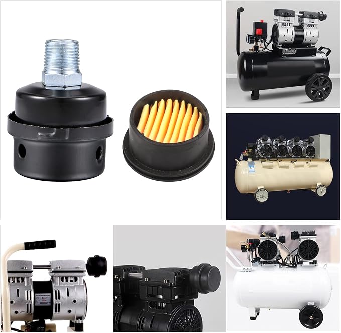 Pack of 2 1/2" Thread Male Thread Diameter 20mm Air Compressor Silencer Filter