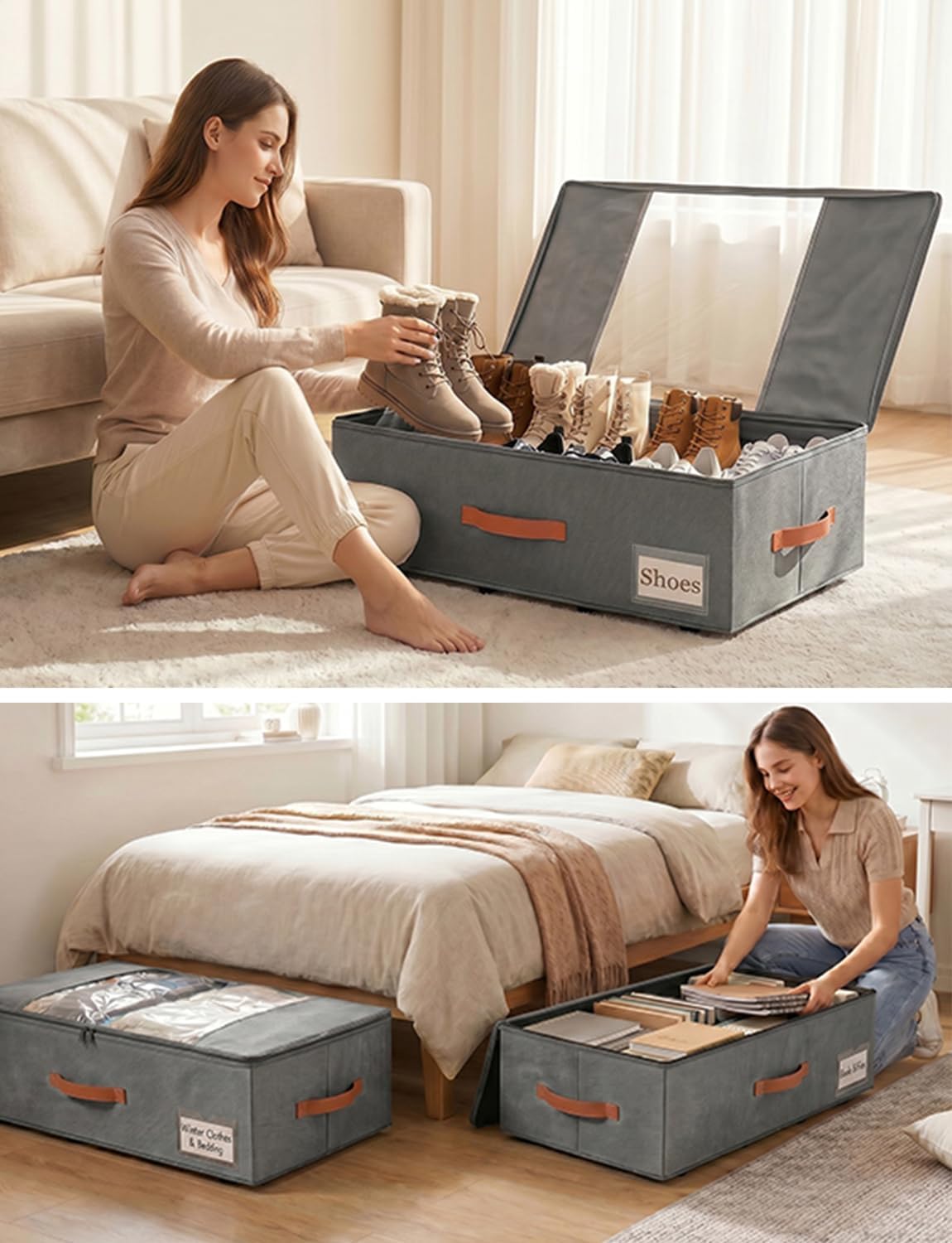 TOSKING 2-Pack Under Bed Storage Drawers with Wheels, Gray
