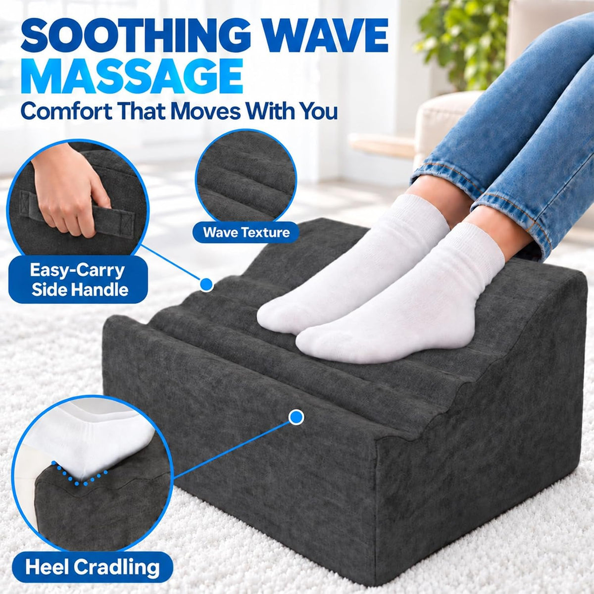Under Desk Foot Rest, Adjustable Height Foot Stool for Office