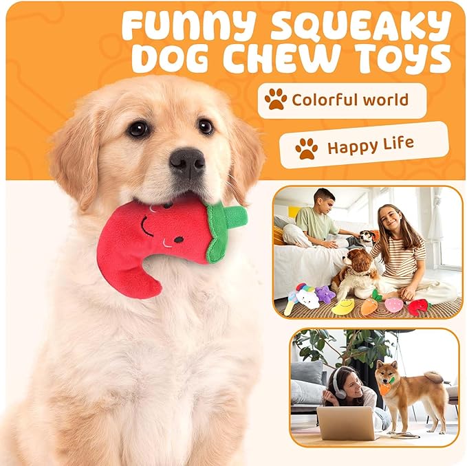 Dog Squeaky Toys 8 Pack, Puppy Plush Squeaky Toys for Medium Small Dogs, Cute Pet Toys Stuffed Puppy Chew Toys for Teething, Interactive Toys Set for Puppy Supplies