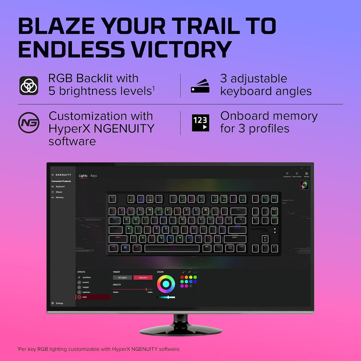 HyperX Alloy Origins Core - Tenkeyless Mechanical Gaming Keyboard, Software Controlled Light & Macro Customization, Compact Form Factor, RGB LED Backlit, Linear HyperX Red Switch,Black