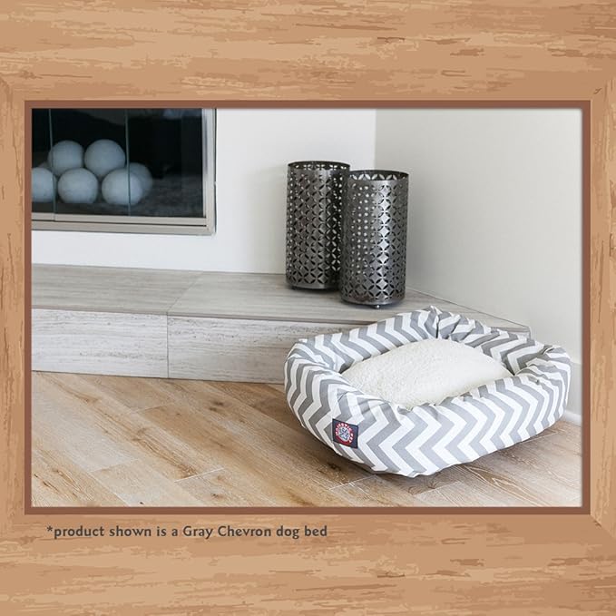 Majestic Pet 52 Inch Chevron Sherpa Calming Dog Bed Washable – Cozy Soft Round Dog Bed with Spine for Head Support - Fluffy Donut Dog Bed 52x35x11 (inch) – Round Pet Bed X- Large - GRAY