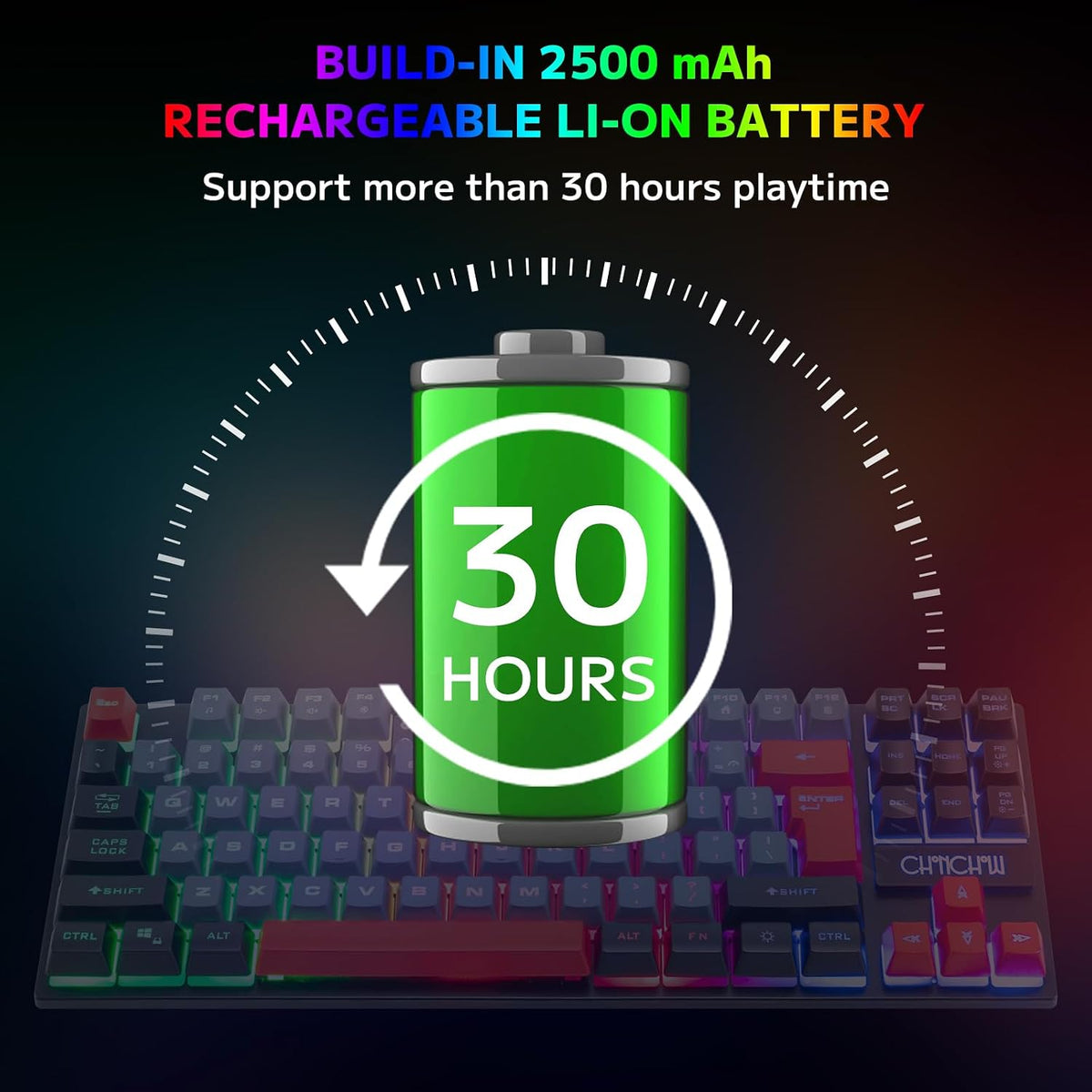 Gaming Wireless TKL Keyboard Mouse Rechargeable CHONCHOW G112