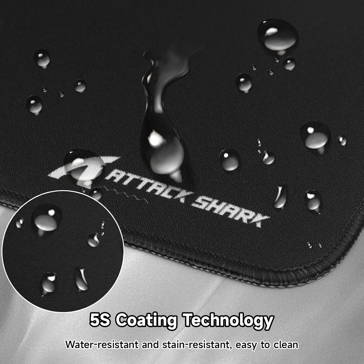 ATTACK SHARK CM02Pro Gaming Mouse Pad for Esports Speed Large Mouse mats for Desk Waterproof Surface Stitched Edges and Anti-Slip Rubber Base Size XXL Laminate 35.43” x 15.75” x 0.16” Black