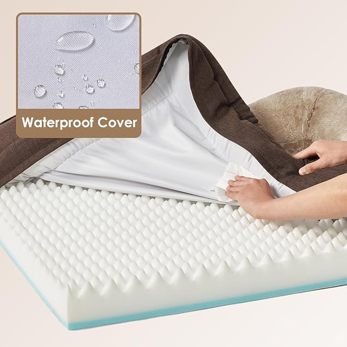 EHEYCIGA Orthopedic Dog Bed for Large Sized Dog, 41x27x7.5 Inch Large Memory Foam Dog Couch Bed with Sides, Waterproof Liner & Washable Removable Cover, Bolster Pet Sofa, Brown