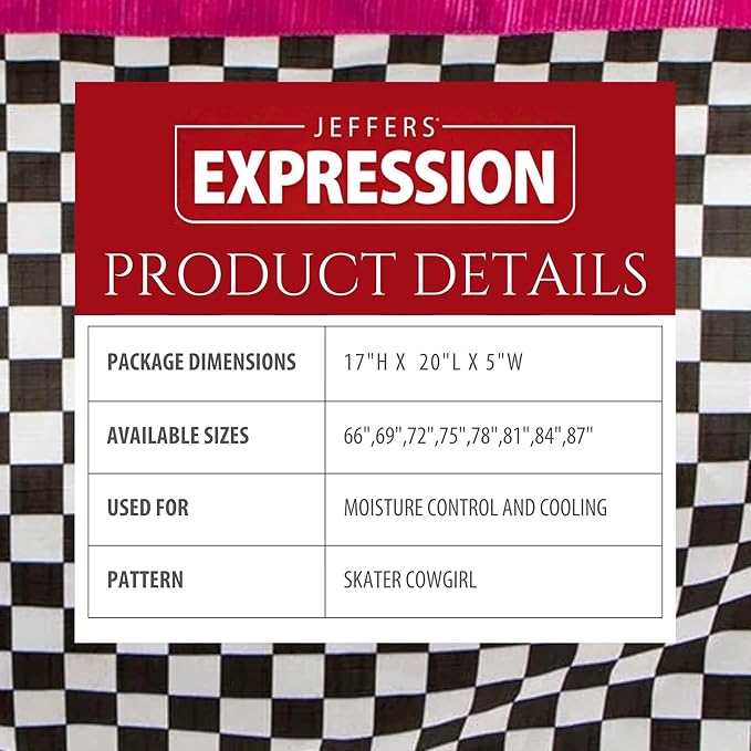 Jeffers Expression Fleece Cooler for Horses, Standard Neck, Skater Cowgirl 87"- Equine Towel Blanket, Moisture Absorbent, Light Weight, Best for Drying, Exercise, Bathing, Adjustable Belly Bands