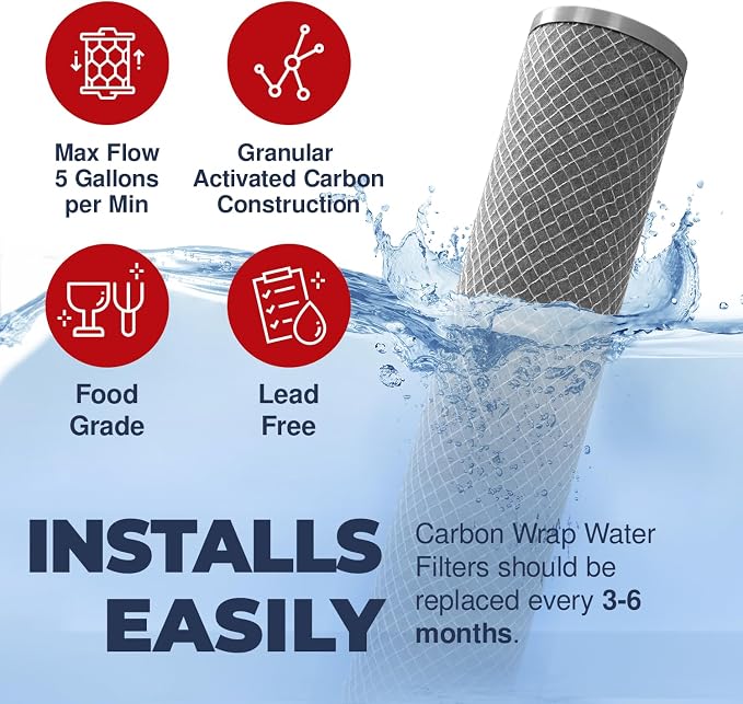 American Made, 5 Micron 2.5" x 10" Whole House CTO Carbon Sediment Water Filter