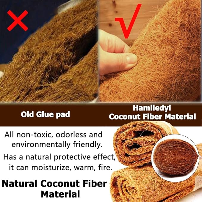 Hamiledyi Reptile Carpet Natural Coconut Fiber Tortoise Carpet Mats for Pet Terrarium Liner Reptile Supplies for Lizard Snake Chameleon Turtle Bedding Bunny Rabbit Mat (2 x Sheets)