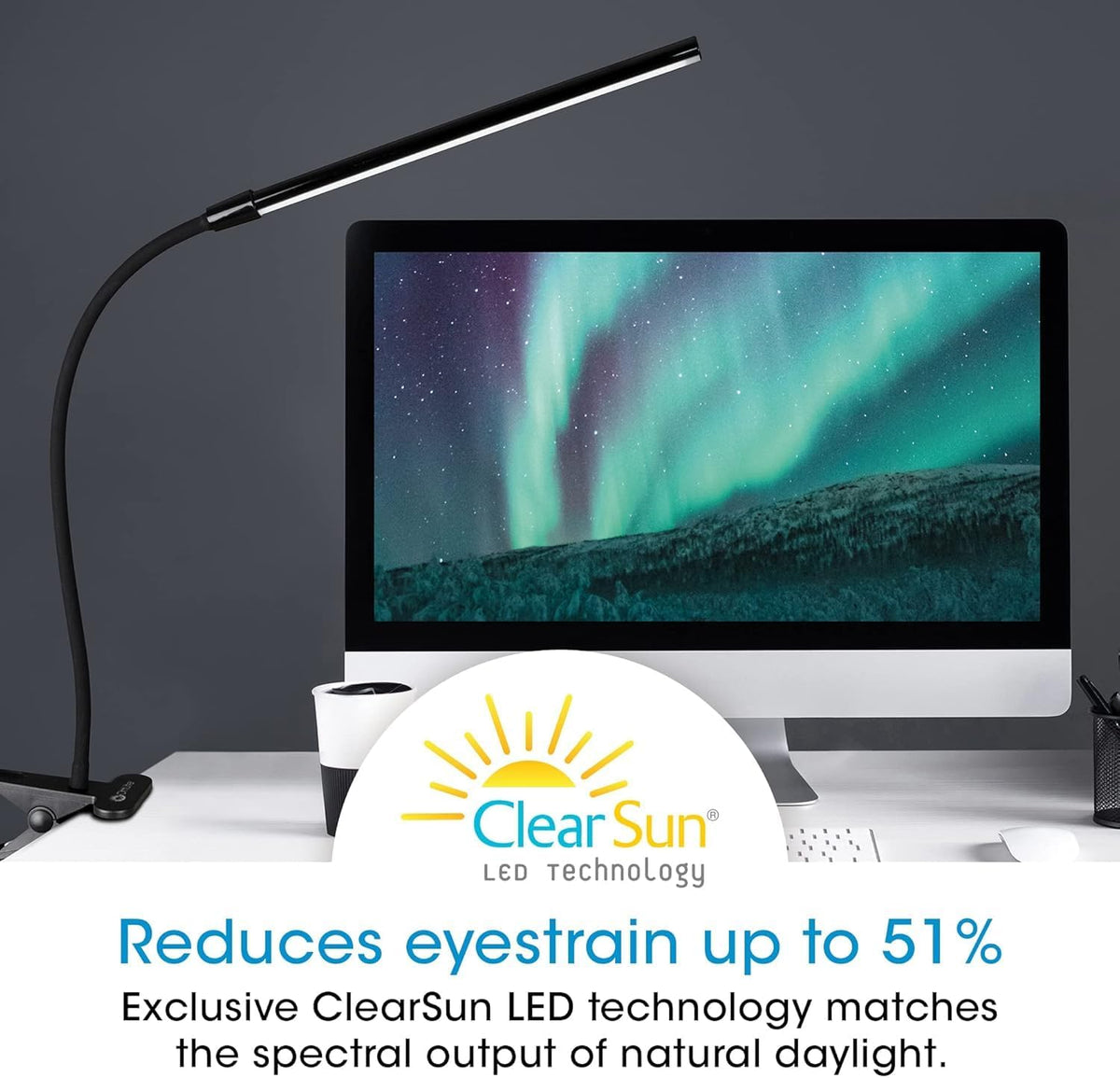 OttLite LED Clip-On Easel Lamp, Black