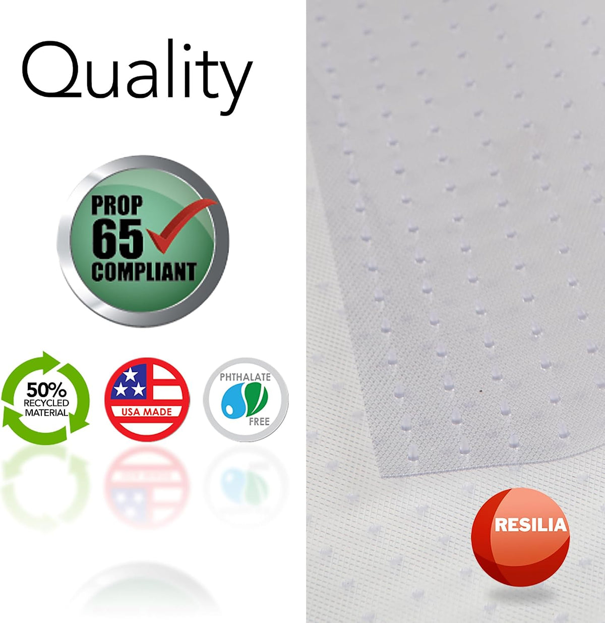 RESILIA Industrial Deep Pile Carpet Runner - Crosshatch Pattern Non Slip Carpet & Rug Protector Mat, Waterproof Clear Plastic Vinyl Floor Covering, 24 Inches Wide x 6 Feet Long, Made in The USA