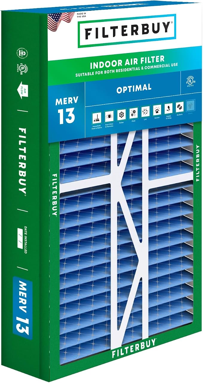Filterbuy 17.5x27x5 Air Filter MERV 13 Optimal Smoke & Allergy Defense
