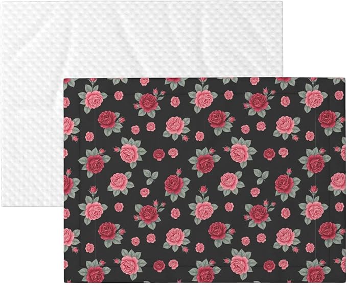 Reversible Plush Dot Pet Blanket for Dogs and Cats, Rose Seamless Pattern Pink, Ultra Soft Two Sided Design with Warm Fuzzy Side and Smooth Side for Comfort