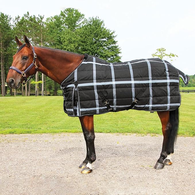 Country Pride Highland 1200D Lightweight Stable Blanket (58, BlackPlaid)