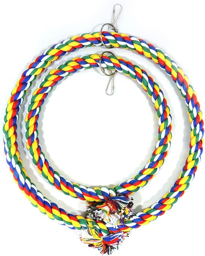 WishLotus Bird Swing, Cage Hanging Cotton Rope Swing Bite Resistance Perches Boredom Breaker for Budgie, Cockatiels, Conures, Finches, Small Parakeets (25cm)