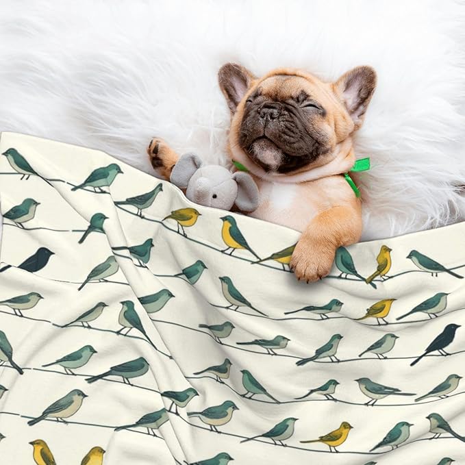Double Sided Pet Bed Blanket for Added Cushion Warmth, Birds Animal Flying, Reversible Cover with Textured Dot Surface for Existing Beds Standalone Mat