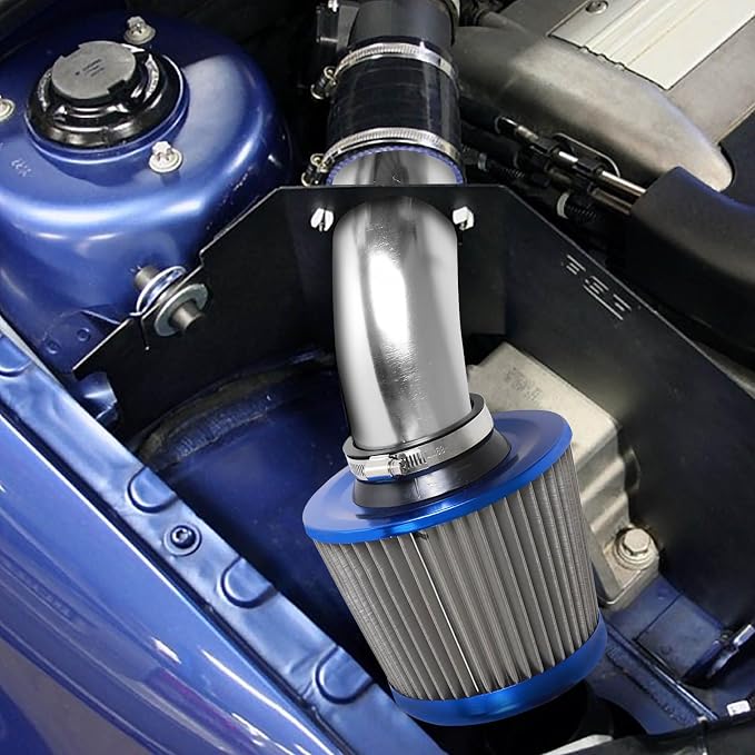 3" 76mm Universal High Flow Cold Air Intake Air Filter Upgraded Stainless Steel