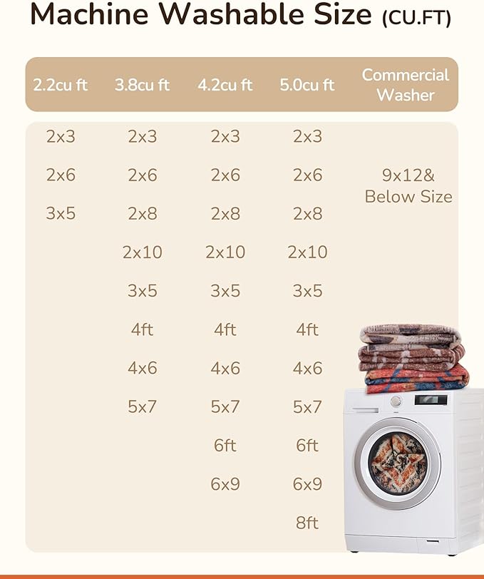 BESTSWEETIE Area Rug 9x12 Rug Machine Washable Non-Slip Low Pile Print Pattern