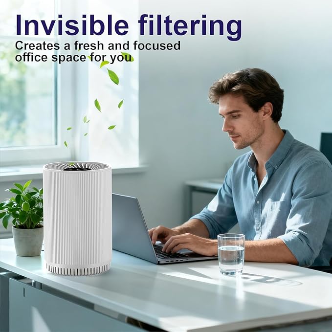 AIUZLK Air Purifiers for Bedroom Home with 3 Stage H13 HEPA Filter,22dB Quiet Desktop Small air Purifier with Night Light,3 Timing,Suitable for Smoke,Pet Dander,Hair,Odors.KJ80