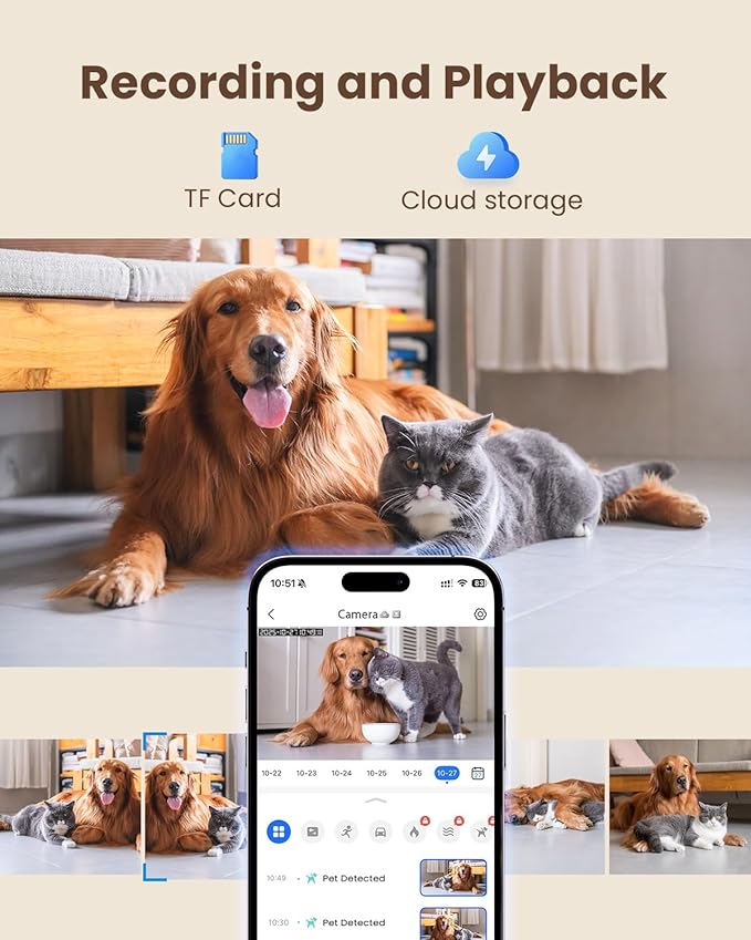 Pet Camera, 5G/2.4GHz Dog Camera with Phone App, 360° Pan/Tilt Security Camera Indoor, One Click Call for Baby Monitor, AI Voice Change for 2-Way Talk, Motion Detection, Cloud/Local SD Storage, 2Pack