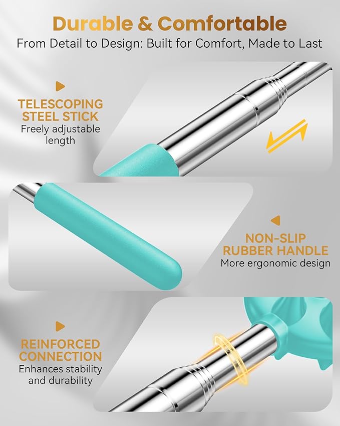 Upgraded Reinforced Telescoping Back Scratcher with 5 Detachable Heads, Larger Scratching Tips, Stocking Stuffer & White Elephant Gifts for for Men Women Adults