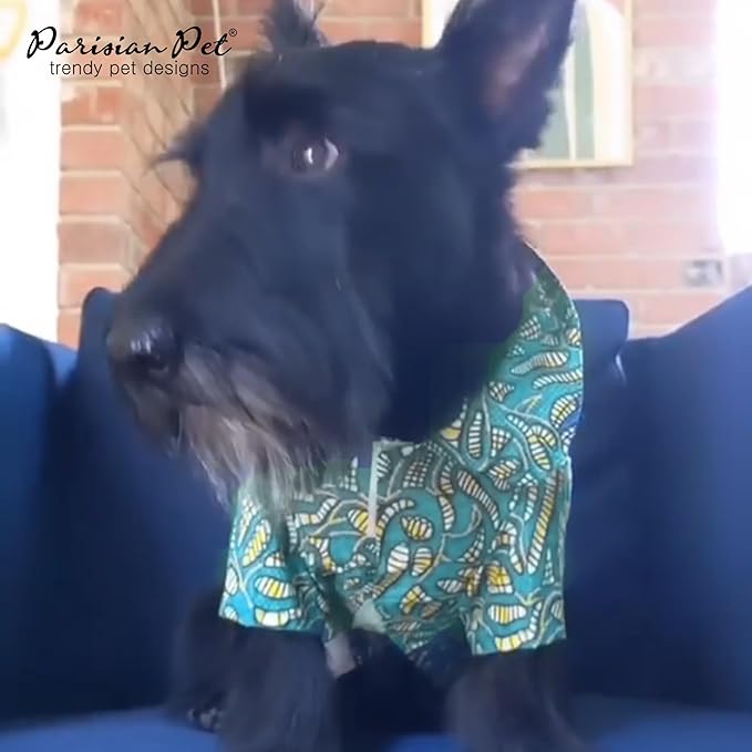 Parisian Pet Stylish Dog Shirt - Tribal Camp Beach Outfit - 100% Cotton Dog Summer Clothes - Breathable and Cool Pet Clothing - Machine Washable - Small Dogs