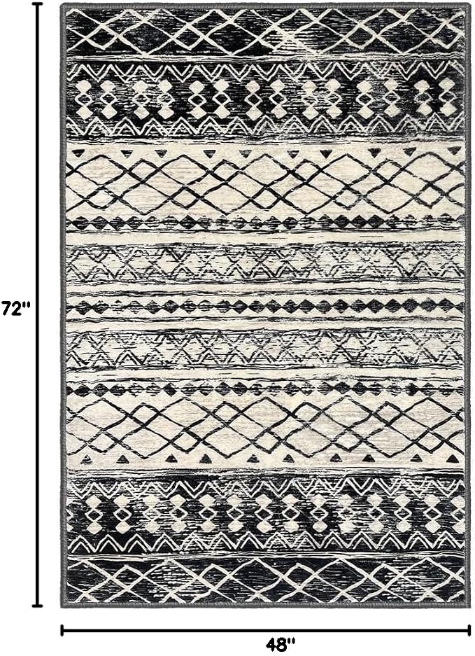 KUTA 4x6 Rug Boho Rugs for Living Room, Moroccan Washable Kitchen Rug Non Slip