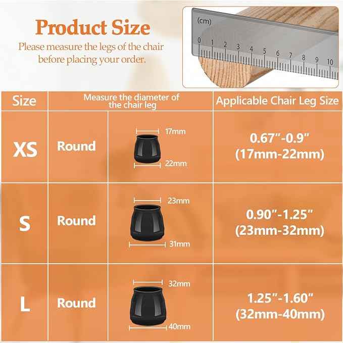 16pcs Round Chair Leg Floor Protectors, Felt Pads Chair Leg Protectors