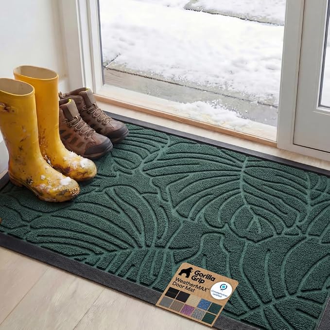 GORILLA GRIP 100% Waterproof All-Season WeatherMAX Doormat, US Designed Natural