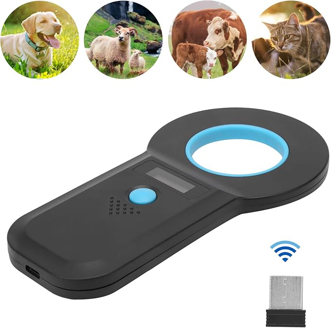 Animal Chip Reader Microchip Bluetooth Scanner RFID Portable Handheld 134.2Khz 125Khz Rechargeable for Pet Management and Traceability ABS Plastic