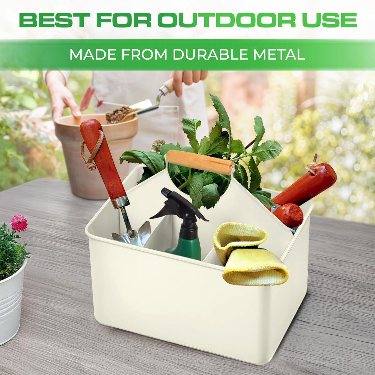 Plexon Metal Utensil Caddy With Handle Farmhouse Kitchen Utensil Holder
