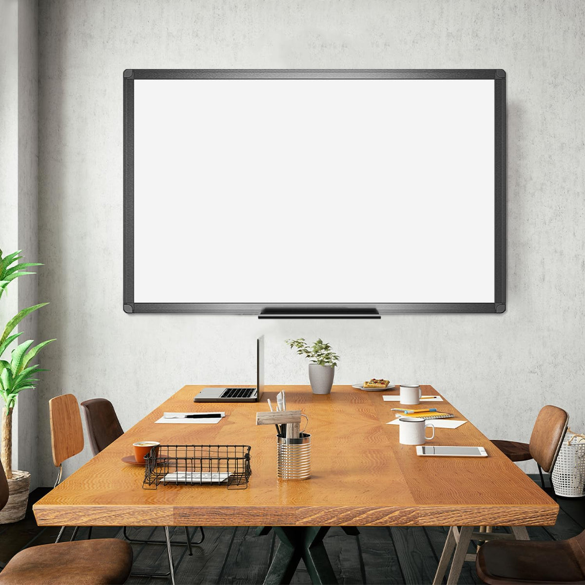 VIZ-PRO Magnetic Dry Erase Board, 48 x 32 Inches, Black Aluminium Frame