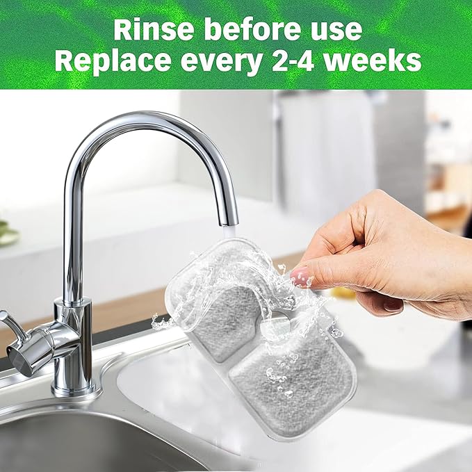 48-Pack Cat Water Fountain Filter Repalcement,For PETLIBRO Dockstream Cat Water Fountain PLWF005/PLWF115/PLWF105, Pet libroTriple Filtration System with Pre-filter Sponge