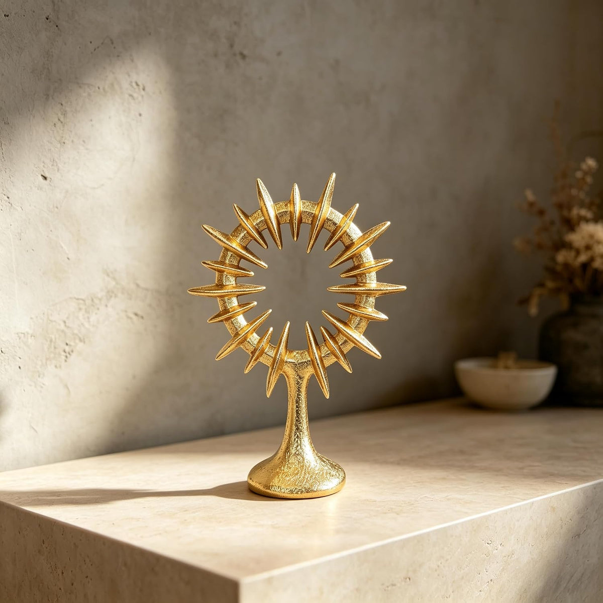 10" Modern Abstract Decorative Sculpture, Dining Living Room Desk Decor,Geometric Home Decor Statues,Shelf Top Decor Aesthetics, Golden