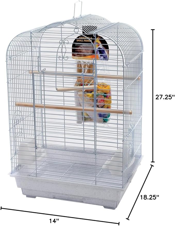 Penn-Plax Cockatiel & Small Parrot Starter Kit with Lockable Birdcage and Accessories - White