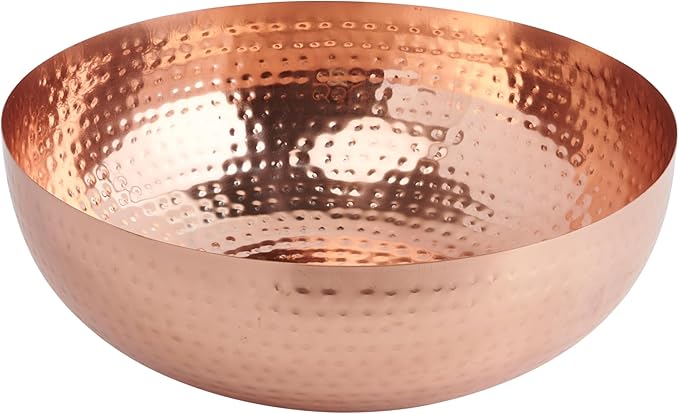 Creative Co-Op Round Hammered Metal Bowl, Copper Finish