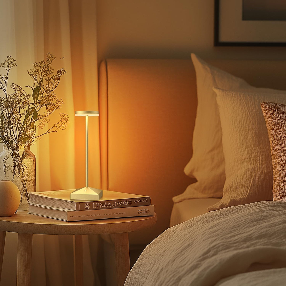 3 Pack Small Gold Rechargeable Cordless Table Lamps Dimmable