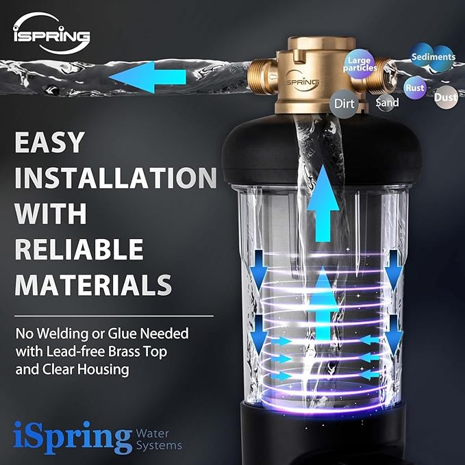 iSpring WSP100ARJ Spin-Down Sediment Water Filter, Upgraded Jumbo Size