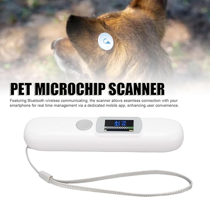 Pet Microchip Reader, Handheld Dog Cat Microchip Scanner Animal Chip ID Tag Reader Scanner with 1.14" Color Screen, for ISO 11784/11785