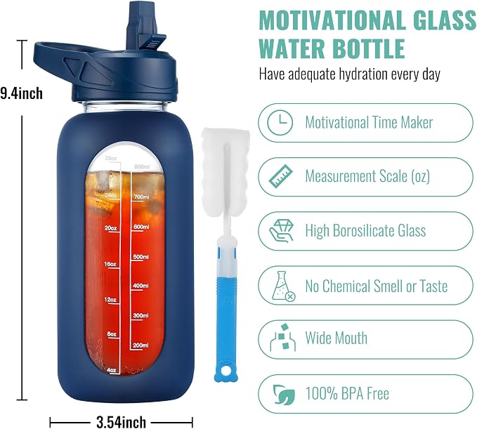 CIVAGO 32 oz Glass Water Bottle