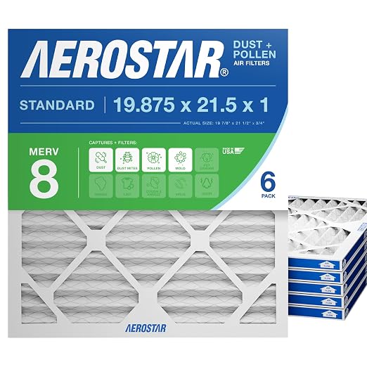 Aerostar 19.875x21.5x1 MERV 8 Air Filter, ACTUAL SIZE, Air Conditioning &