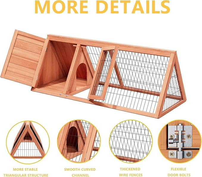 Rabbit Hutch & Chicken Coop Outdoor Small Animal Cage with Ventilated Wire Run, Emovable Tray for Quail, Bunnies, Guinea Pigs, Chicks – Backyard Poultry Hutch (Brown)