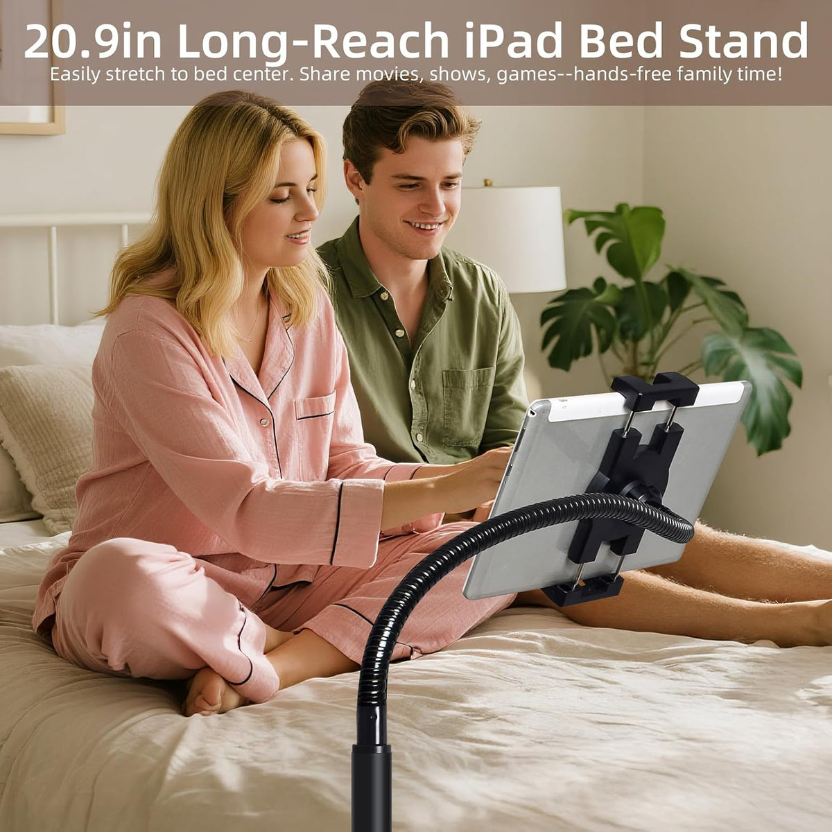 Rolling Tablet Holder Stand Adjustable Height & 360° Rotatable