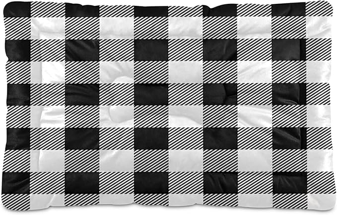 Black White Buffalo Plaid Dog Bed Lumberjack Check Small Pet Bed Mat Non Slip Cat Beds Pad Mats Soft Dogs Bed Pillows Pets Blanket Cushion