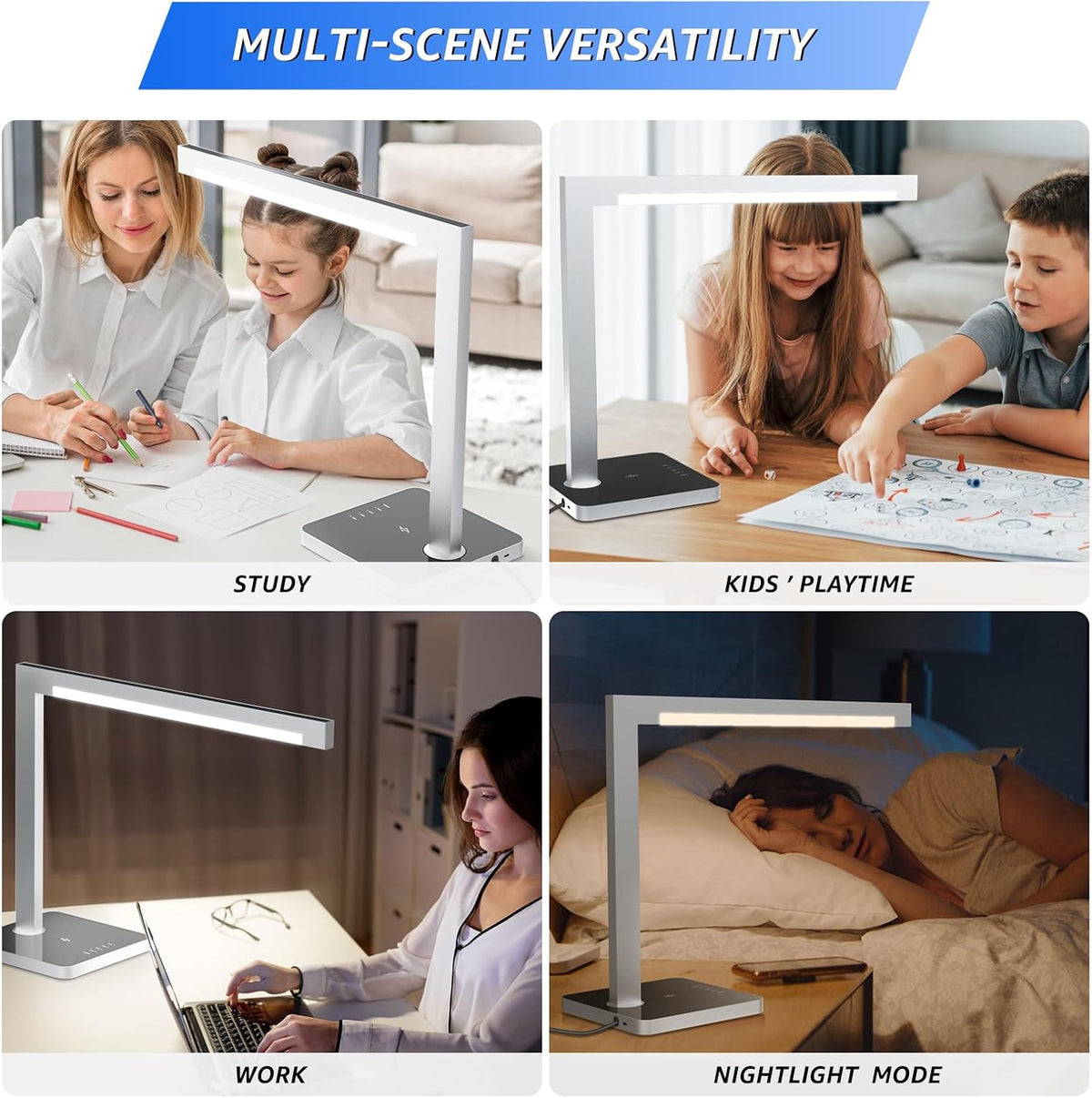 Aluminum LED Desk Lamp with Charging Station, 15W Table Lamp Work